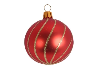 Vianočná ozdoba sklenená guľa 6 cm, červená, vlny
