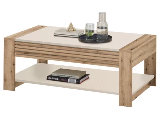 Konferenčný stolík so šuplíkom Felipe, dub evoke/béžový kašmír