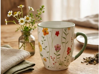 Hrnček Poľné kvety 330 ml, žltý/zelený