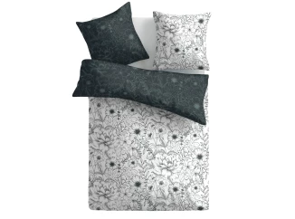Obliečky Gabi, bavlna renforcé, čiernobiele s kvetinami