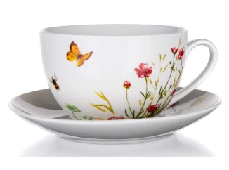 Šálka s tanierikom Lúčne kvety, 240 ml