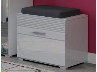 Predsieňová lavica s botníkom Linus, biela lesk