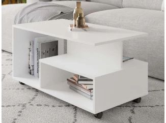 Konferenčný stolík na kolieskach Astor, biely