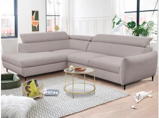 Rohová sedacia súprava Othello, svetlo ružová látka, ľavý roh