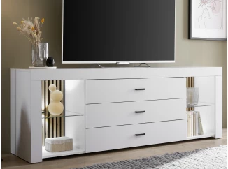 TV stolík Rosalie, biely/dub evoke, s osvetlením