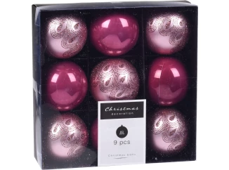 Vianočné ozdoby 9 ks, ružové gule