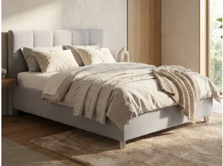 Posteľ Glory 140x200 cm, svetlo šedá látka, s matracom