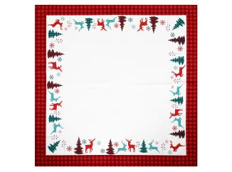 Vianočný obrus Stromčeky a soby, 80x80 cm