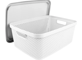 Úložný box s vekom Diamond 13 l, čierny/biely