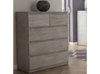 Komoda s 5 zásuvkami Carlos, šedý betón, 75 cm