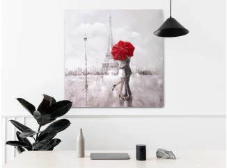 Ručne maľovaný obraz Láska v Paríži 80x80 cm, 3D štruktúra
