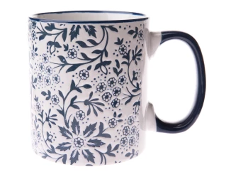 Hrnček 620 ml, biely, kvetinový