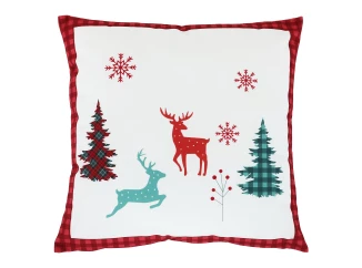 Vianočný dekoračný vankúšik Stromčeky a soby, 45x45 cm
