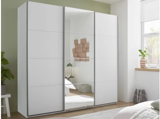 Šatníková skriňa so zrkadlom Carano, 215 cm, biela