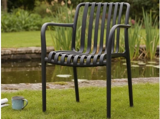 Záhradná stolička s podrúčkami Pixa, antracitová