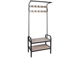Stojací vešiak s policami Hanson, dub/čierny