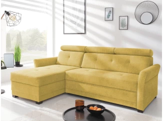 Rohová sedacia súprava Harris, žltá kari látka,ľavý roh