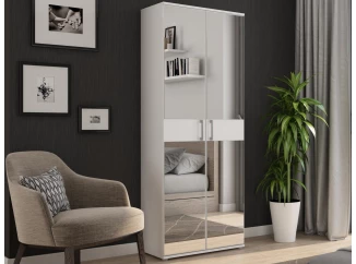 Viacúčelová policová skriňa so zrkadlom Nitro, biela