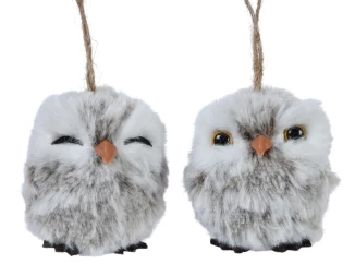 Dekorácia (2 varianty) Plyšová sova, šedá