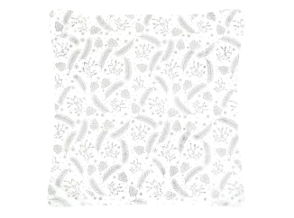 Vianočná obliečka na vankúš Perie a šišky 45x45 cm, strieborný