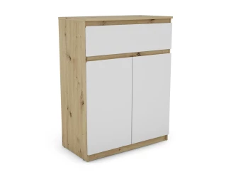 Skrinka so šuplíkom Carlos, dub artisan/biela, 80 cm