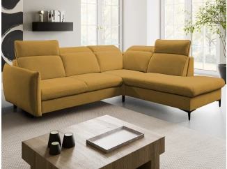 Rohová sedacia súprava Glow, žltá látka, pravý roh