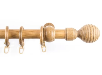 Záclonová tyč s háčikmi Granát 240 cm, prírodná drevená