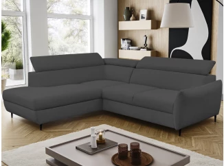 Rohová sedacia súprava Othello, tmavo šedá látka, ľavý roh