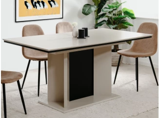 Rozkladací jedálenský stôl Novella 160x90 cm, béžový/čierny