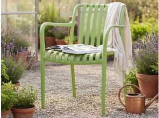 Záhradná stolička s podrúčkami Pixa, zelená