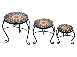 Sada stolíkov(3 ks) Mosaic, čierna/zelená