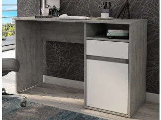 Písací stôl so zásuvkou Carlos, šedý beton/biela