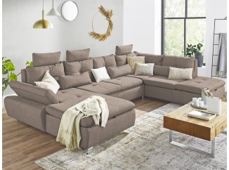 Sedacia súprava Madeira 3A, svetlo hnedá látka, tvar pravé U