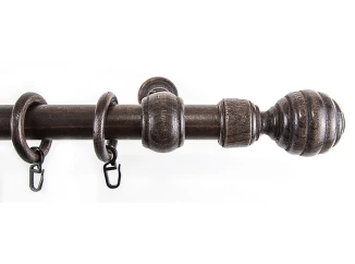 Záclonová tyč s háčikmi Granát 160 cm, tmavé drevo