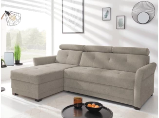 Rohová sedacia súprava Harris, hnedo-béžová taupe látka, ľavý roh