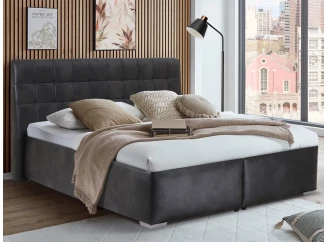 Posteľ Kamila 180x200 cm, antracitová látka vo vintage optike, s matracmi