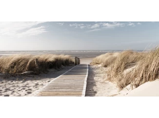 Obraz na plátne Drevená cesta k moru, 70x33 cm