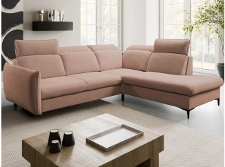 Rohová sedacia súprava Glow, svetlo  lososová látka, pravý roh