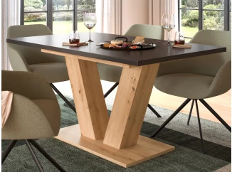 Rozkladací jedálenský stôl Moteon 150x90 cm,sivý/dub artisan,podnož V