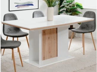 Rozkladací jedálenský stôl Novella 160x90 cm, biela/dub artisan