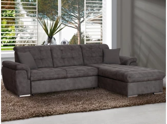 Rohová sedacia súprava Bilbao, tmavo šedá látka, pravý roh, bez rozkladu