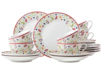 Kávový servis (18 dielov) Shanti Doppio, farebné kvety