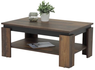 Konferenčný stolík Tim, vintage optika dreva/čierny