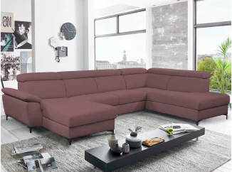 Sedacia súprava Braga 3A, staroružová látka, tvar  ľavé U