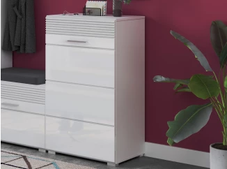 Predsieňová skrinka/botník Linus, bíela lesk