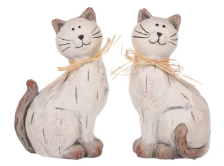 Dekoračná soška Mačka 15 cm, béžová, mix 2 druhov