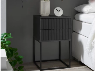 Nočný stolík s 2 zásuvkami Marle, grafitový