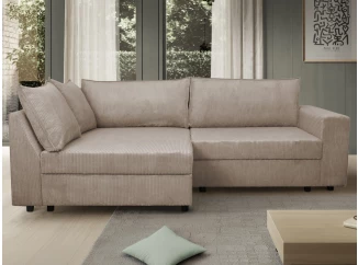 Rohová sedačka Brian, béžová štruktúrovaná látka