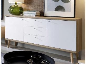 Široká komoda Primo, dub riviera/biela