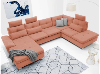 Sedacia súprava Madeira 3A, lososová látka, tvar pravé U